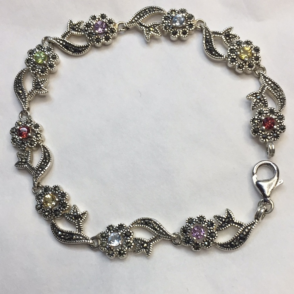 Semi-Precious Gems 💎 Silver Bracelet
